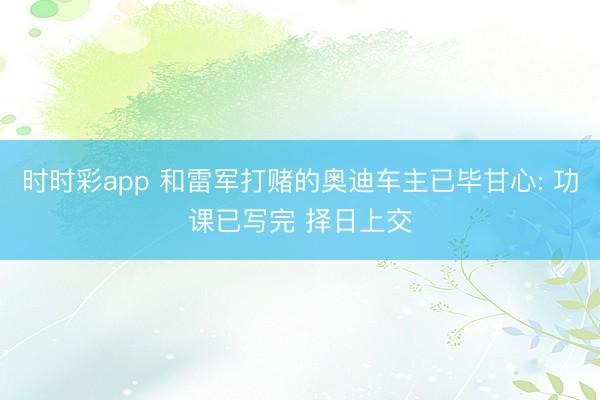 时时彩app 和雷军打赌的奥迪车主已毕甘心: 功课已写完 择日上交